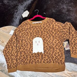 Handmade Upcycled Repurposed Rework Leopard Quilt Sweatshirt Halloween Gypsy